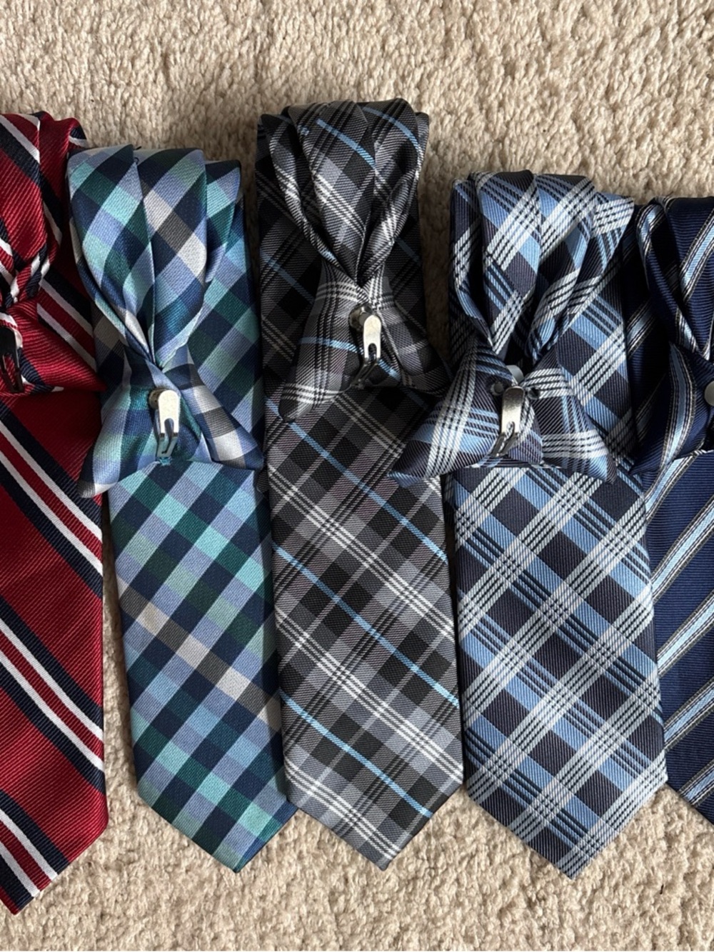 Boys Blue and Gray Plaid Adjustable Tie - Classic School Style